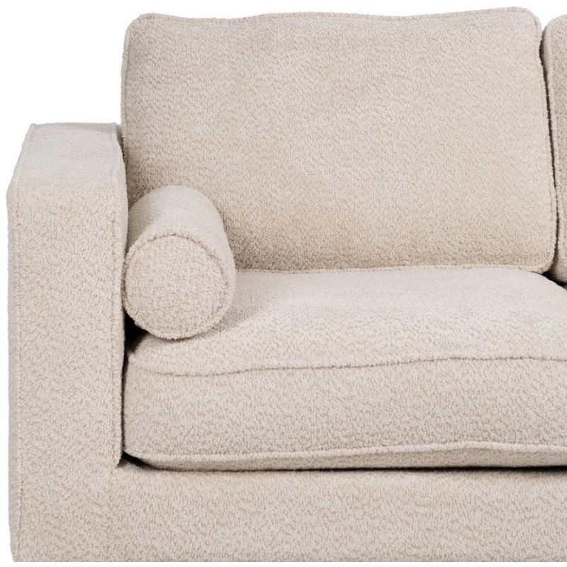 Canapé moderne bouclette Droit 2 places en Tissu Beige Bouclé Bois d'hévéa Bois MDF Marron Métal Doré Guido - 6