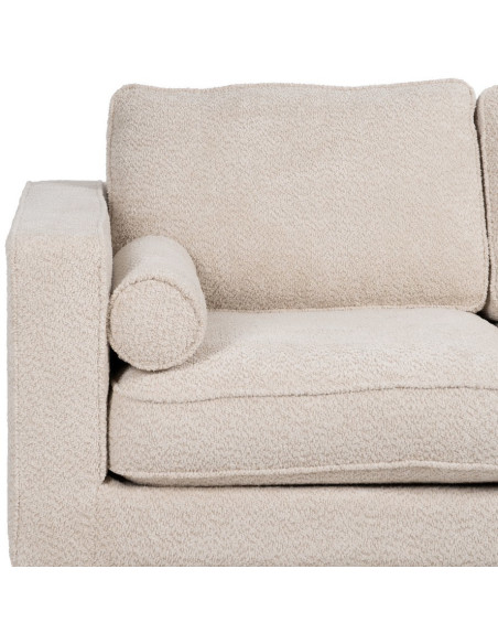 Canapé moderne bouclette Droit 2 places en Tissu Beige Bouclé Bois d'hévéa Bois MDF Marron Métal Doré Guido - 6
