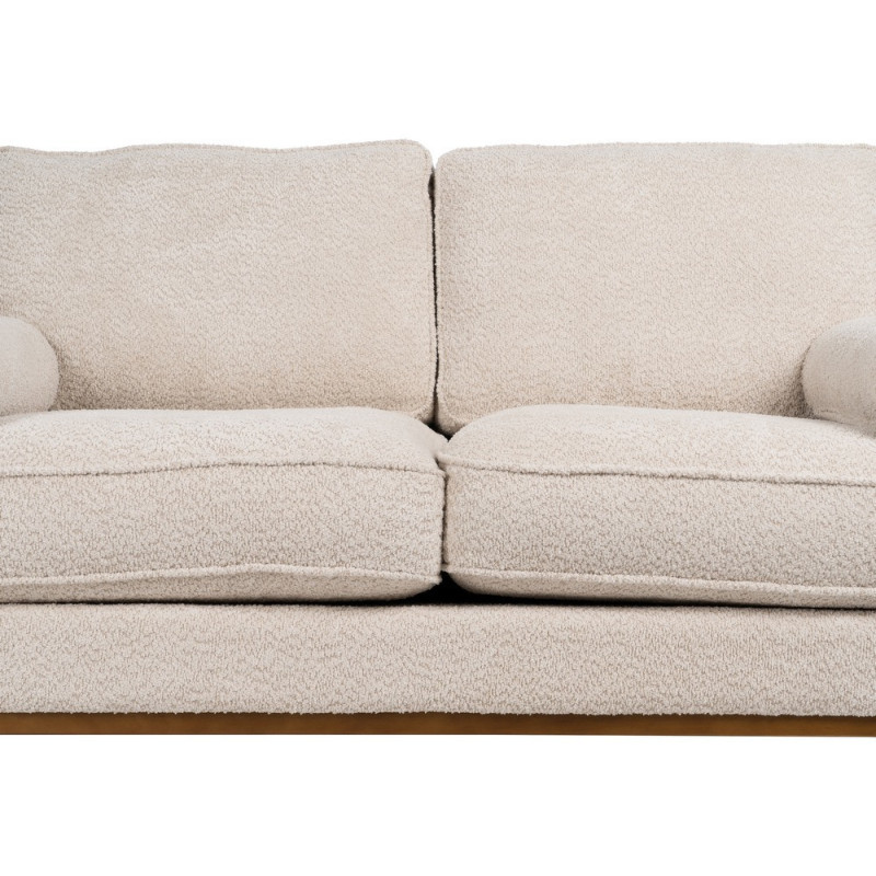 Canapé moderne bouclette Droit 2 places en Tissu Beige Bouclé Bois d'hévéa Bois MDF Marron Métal Doré Guido - 7