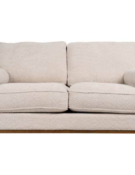 Canapé moderne bouclette Droit 2 places en Tissu Beige Bouclé Bois d'hévéa Bois MDF Marron Métal Doré Guido - 7