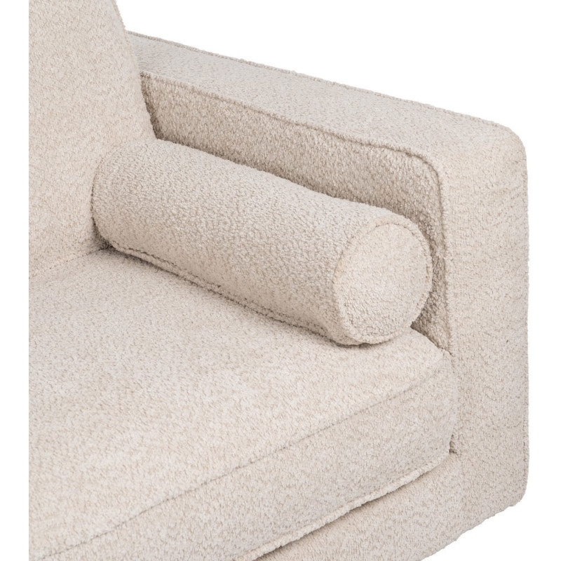 Canapé moderne bouclette Droit 2 places en Tissu Beige Bouclé Bois d'hévéa Bois MDF Marron Métal Doré Guido - 8