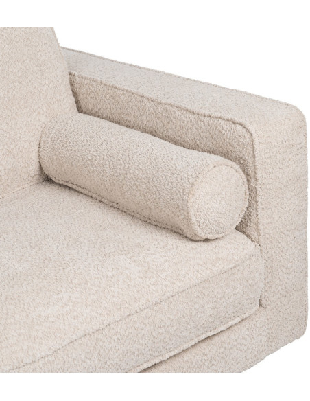 Canapé moderne bouclette Droit 2 places en Tissu Beige Bouclé Bois d'hévéa Bois MDF Marron Métal Doré Guido - 8