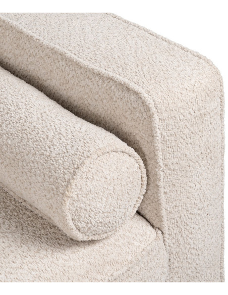 Canapé moderne bouclette Droit 2 places en Tissu Beige Bouclé Bois d'hévéa Bois MDF Marron Métal Doré Guido - 9