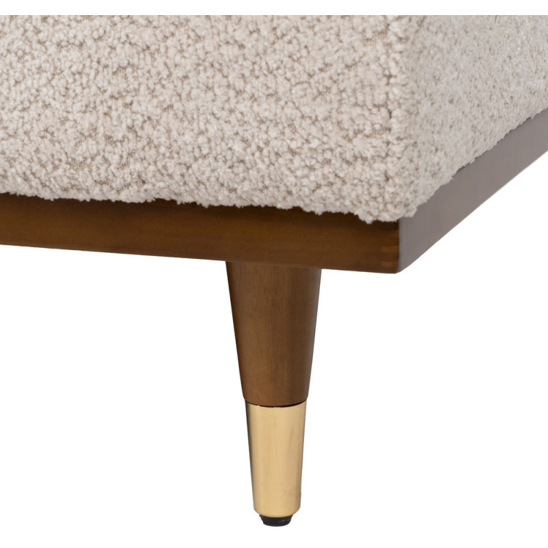 Canapé moderne bouclette Droit 2 places en Tissu Beige Bouclé Bois d'hévéa Bois MDF Marron Métal Doré Guido - 11