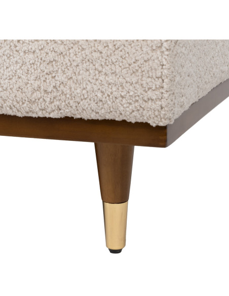 Canapé moderne bouclette Droit 2 places en Tissu Beige Bouclé Bois d'hévéa Bois MDF Marron Métal Doré Guido - 11