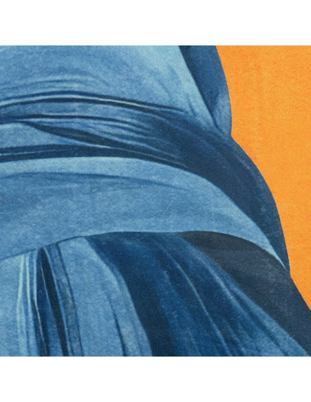 Grande Toile murale imprimée Homme avec chapeau 103x143 Orange Noir Bleu Cadre en PS noir Dorea - 3