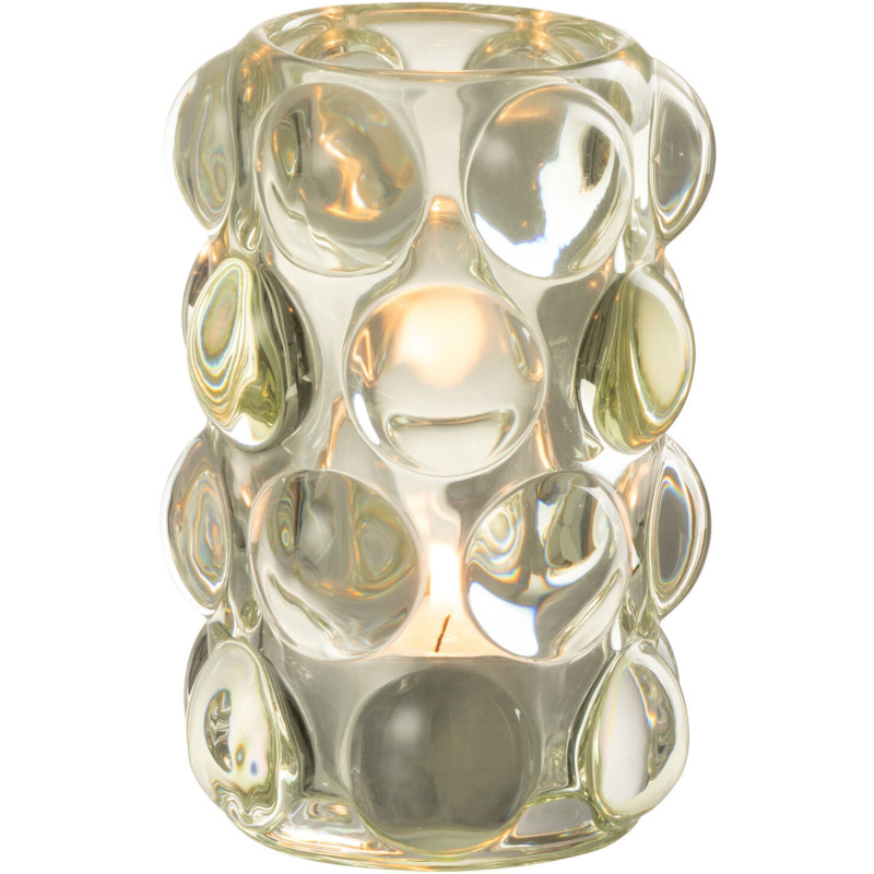 Photophore moderne boules relief en verre vert 12 cm - 2