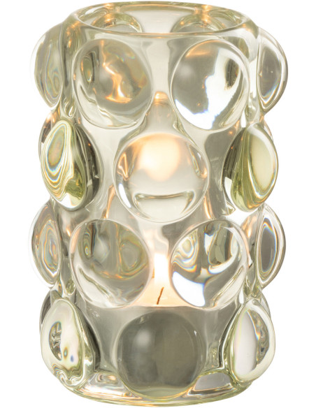 Photophore moderne boules relief en verre vert 12 cm - 2