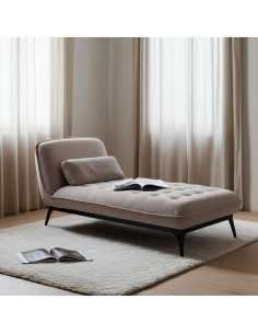 Méridienne d'intérieur moderne en Tissu Taupe Vieilli Métal Noir Elisia - 1