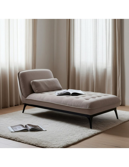 Méridienne d'intérieur moderne en Tissu Taupe Vieilli Métal Noir Elisia - 1