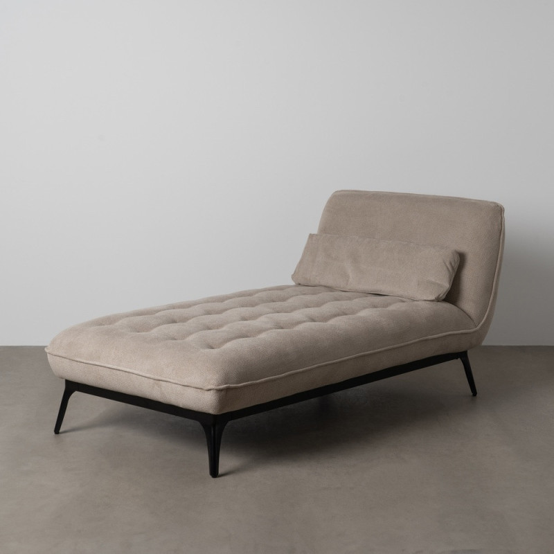 Méridienne d'intérieur moderne en Tissu Taupe Vieilli Métal Noir Elisia - 11