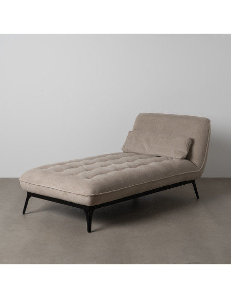 Méridienne d'intérieur moderne en Tissu Taupe Vieilli Métal Noir Elisia - 11