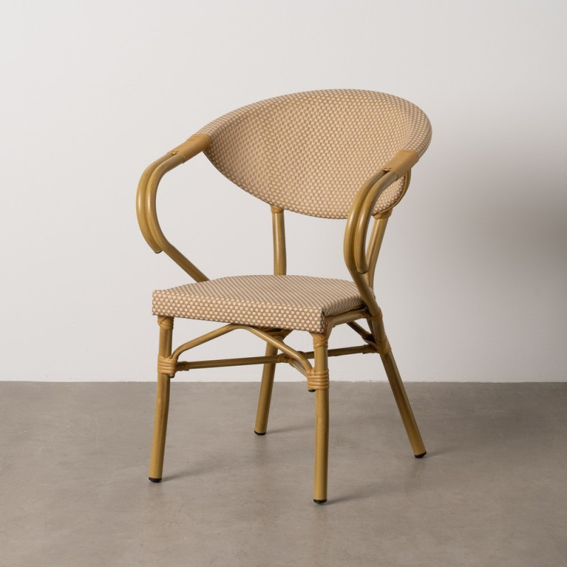 Fauteuil bistrot parisien en Métal Textilène Beige Rainer (Lot de 2) - 11