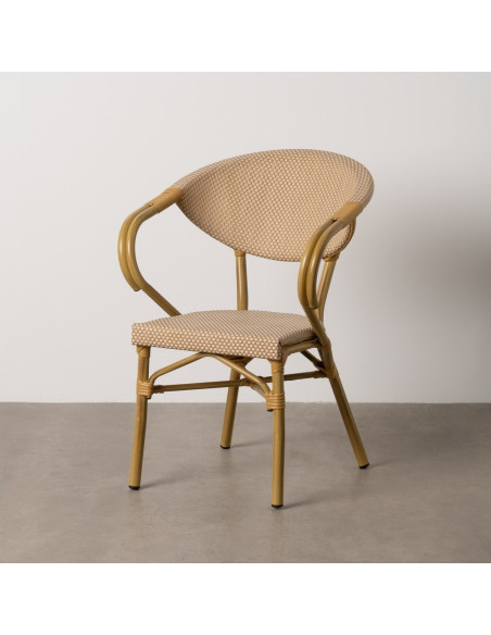 Fauteuil bistrot parisien en Métal Textilène Beige Rainer (Lot de 2) - 11