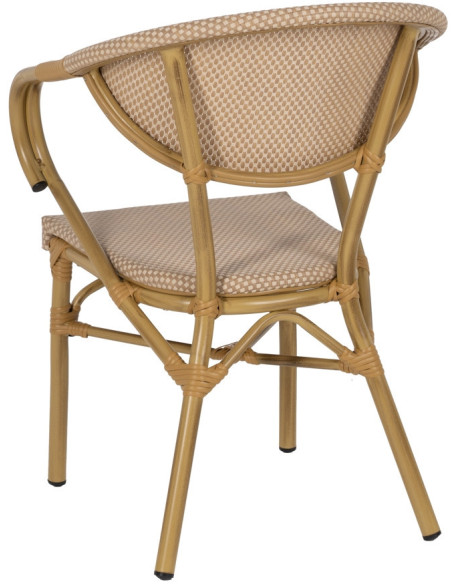 Fauteuil bistrot parisien en Métal Textilène Beige Rainer (Lot de 2) - 2