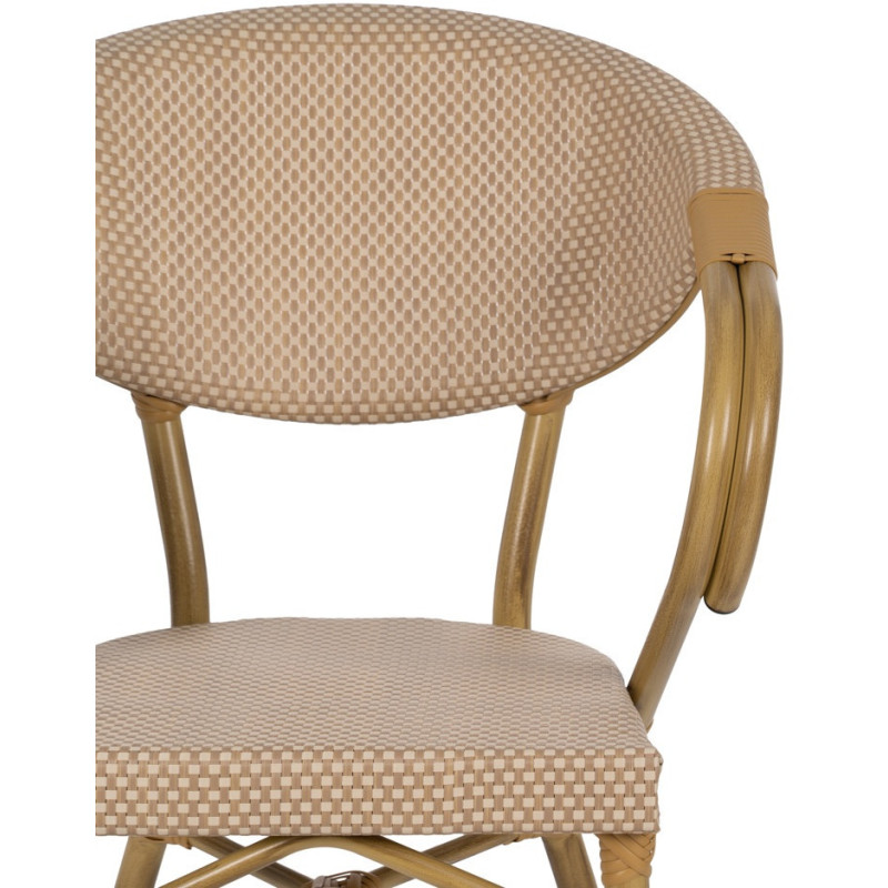 Fauteuil bistrot parisien en Métal Textilène Beige Rainer (Lot de 2) - 3