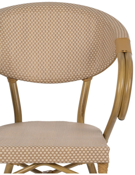 Fauteuil bistrot parisien en Métal Textilène Beige Rainer (Lot de 2) - 3