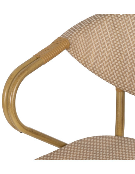 Fauteuil bistrot parisien en Métal Textilène Beige Rainer (Lot de 2) - 4