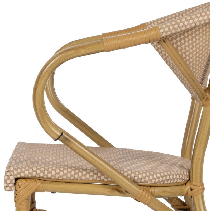 Fauteuil bistrot parisien en Métal Textilène Beige Rainer (Lot de 2) - 5