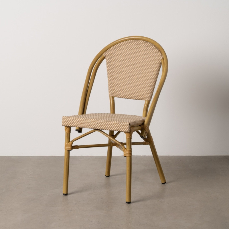 Chaise bistrot parisien en Métal Textilène Beige Luisa (Lot de 2) - 11