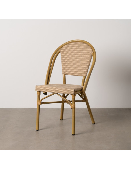 Chaise bistrot parisien en Métal Textilène Beige Luisa (Lot de 2) - 11