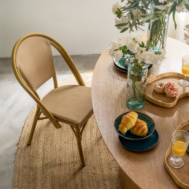 Chaise bistrot parisien en Métal Textilène Beige Luisa (Lot de 2) - 1