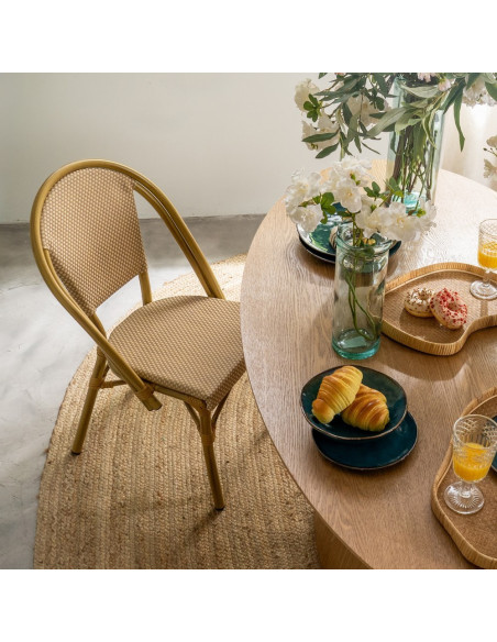 Chaise bistrot parisien en Métal Textilène Beige Luisa (Lot de 2) - 1