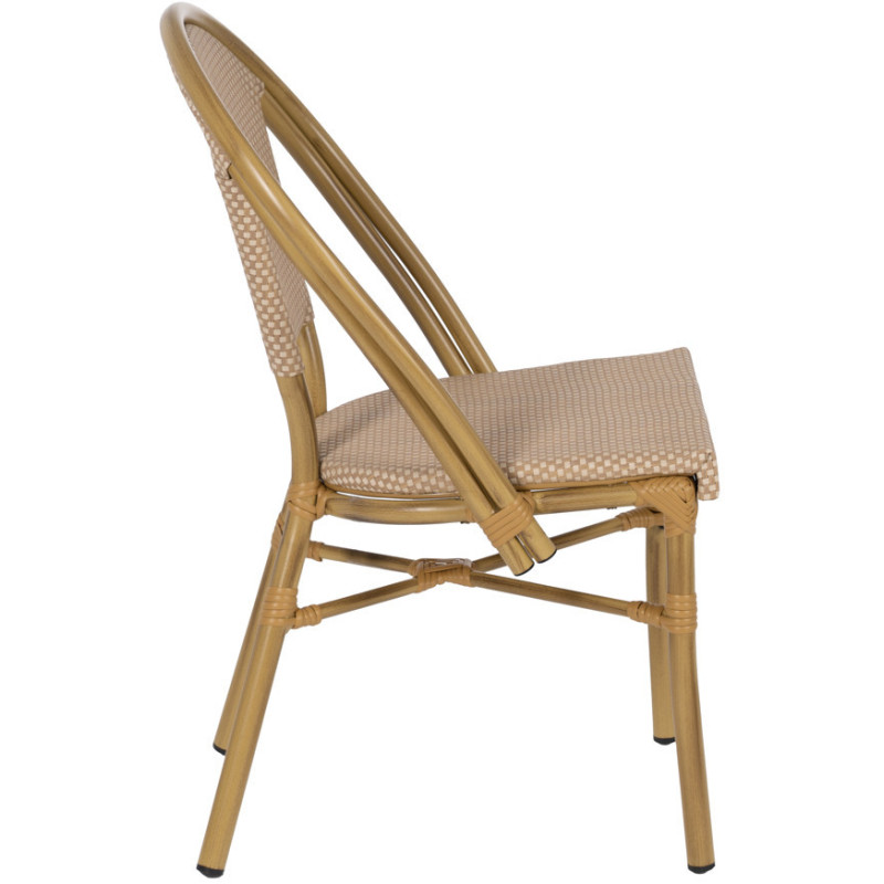 Chaise bistrot parisien en Métal Textilène Beige Luisa (Lot de 2) - 2