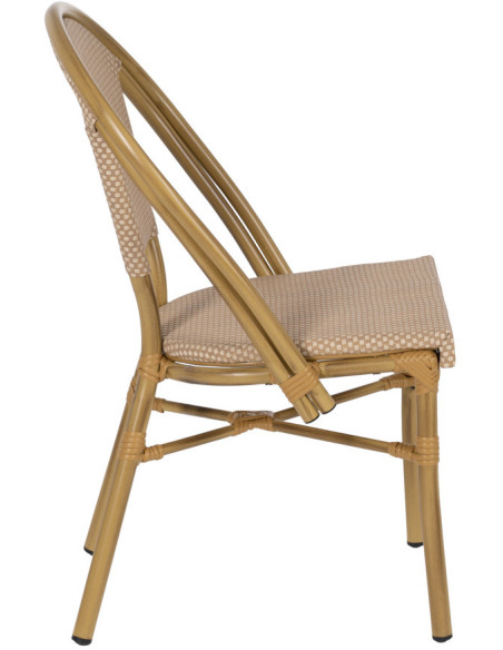 Chaise bistrot parisien en Métal Textilène Beige Luisa (Lot de 2) - 2