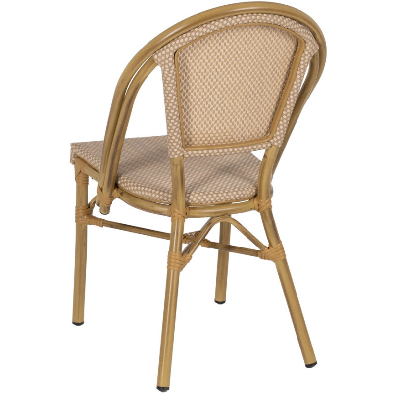 Chaise bistrot parisien en Métal Textilène Beige Luisa (Lot de 2) - 3