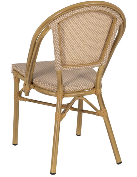 Chaise bistrot parisien en Métal Textilène Beige Luisa (Lot de 2) - 3