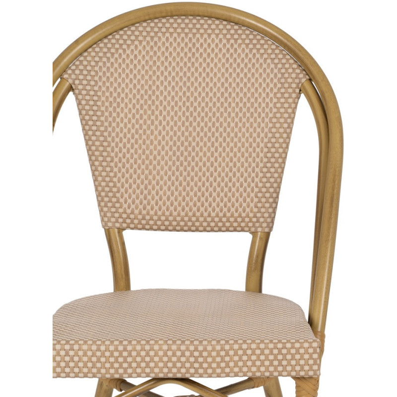 Chaise bistrot parisien en Métal Textilène Beige Luisa (Lot de 2) - 4