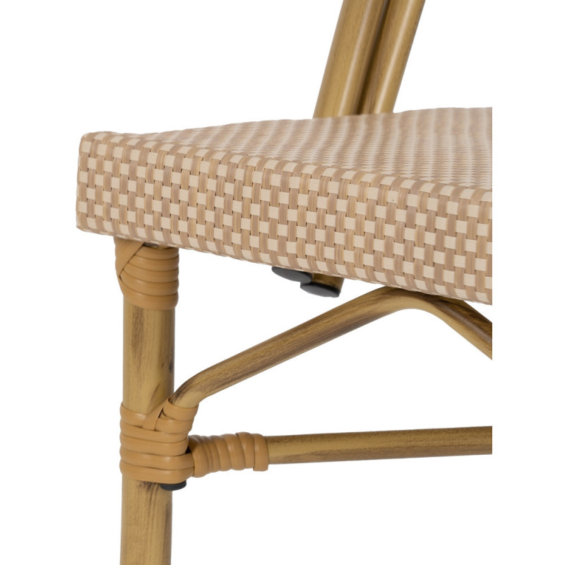 Chaise bistrot parisien en Métal Textilène Beige Luisa (Lot de 2) - 7