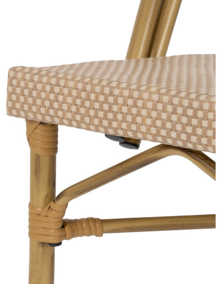 Chaise bistrot parisien en Métal Textilène Beige Luisa (Lot de 2) - 7