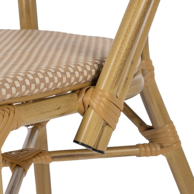 Chaise bistrot parisien en Métal Textilène Beige Luisa (Lot de 2) - 8