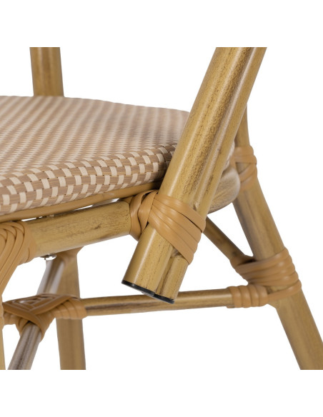 Chaise bistrot parisien en Métal Textilène Beige Luisa (Lot de 2) - 8