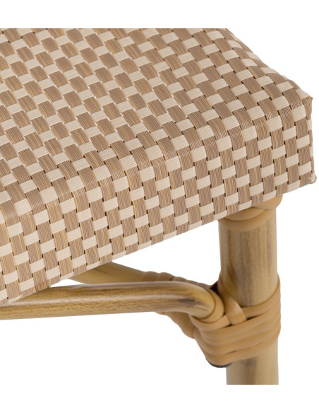 Chaise bistrot parisien en Métal Textilène Beige Luisa (Lot de 2) - 9