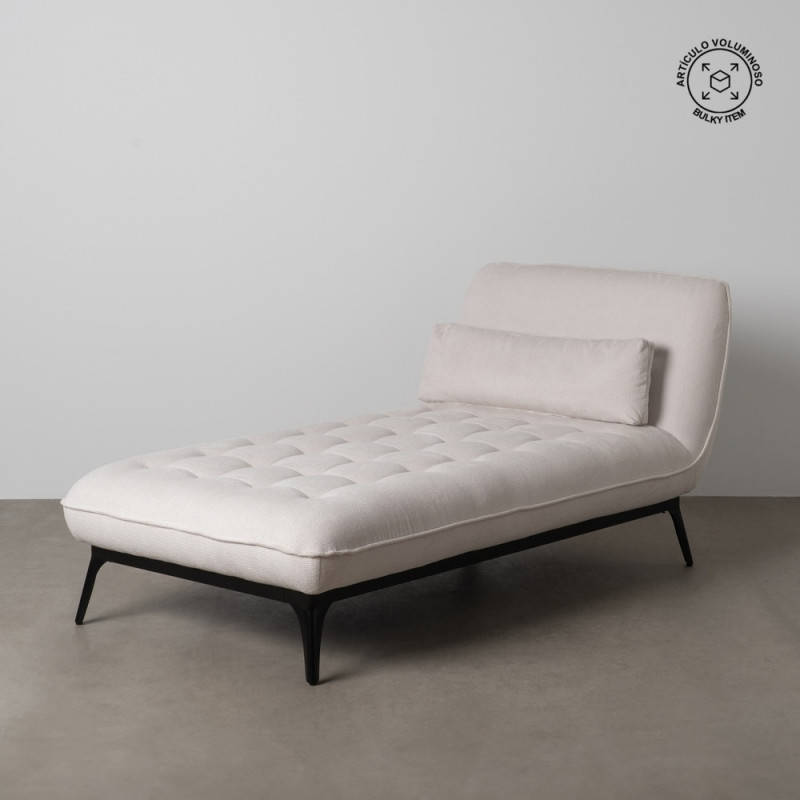 Méridienne d'intérieur moderne en Tissu Blanc crème Métal Noir Elisia - 11