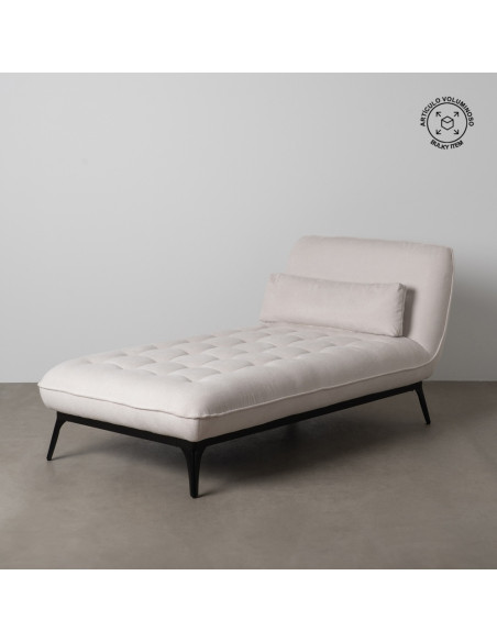 Méridienne d'intérieur moderne en Tissu Blanc crème Métal Noir Elisia - 11