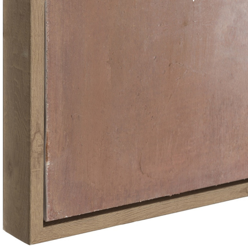 Grande Toile murale peinte abstraite 50x150 Marron Beige Cadre en PS effet bois naturel Naima - 4