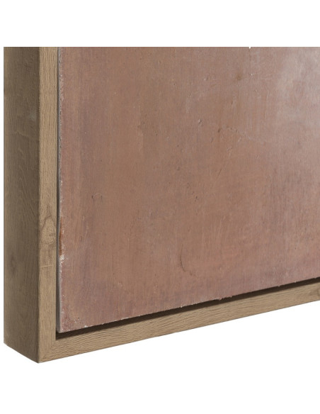 Grande Toile murale peinte abstraite 50x150 Marron Beige Cadre en PS effet bois naturel Naima - 4