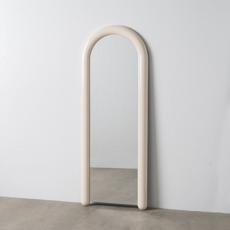 Grand Miroir mural moderne Arrondi 60x160 en Bois MDF Blanc crème Laqué Abla - 8