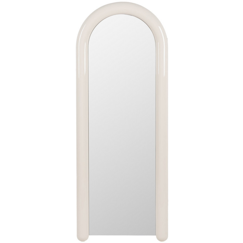 Grand Miroir mural moderne Arrondi 60x160 en Bois MDF Blanc crème Laqué Abla - 2