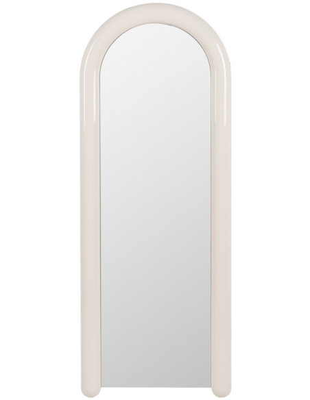 Grand Miroir mural moderne Arrondi 60x160 en Bois MDF Blanc crème Laqué Abla - 2