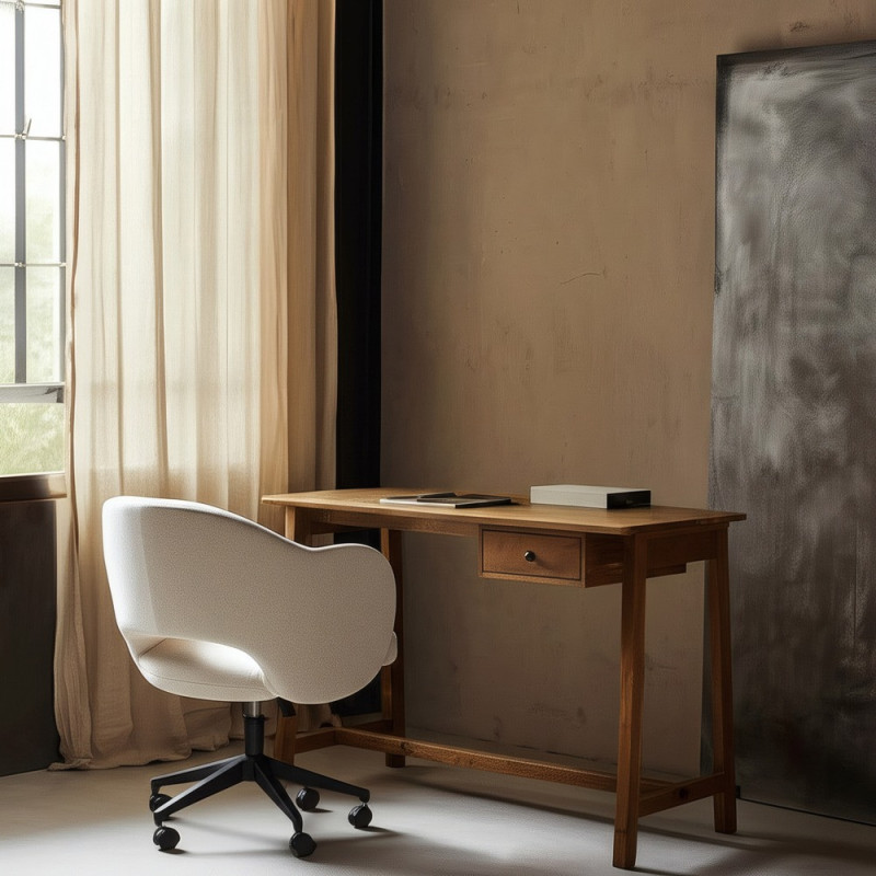 Bureau moderne 1 tiroir en Bois de manguier Naturel Romin - 2