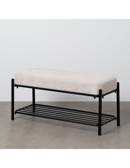 Grande Banquette moderne chic 1 étagère 2 places en Tissu Beige Métal Noir Ulea - 10