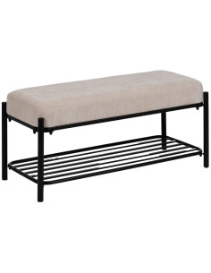 Banc d'entrée avec rangement chaussures beige et métal noir 91 cm Ulea Ixia - 1
