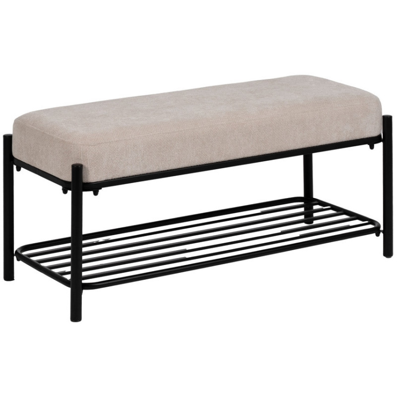 Banc d'entrée avec rangement chaussures beige et métal noir 91 cm Ulea Ixia - 1