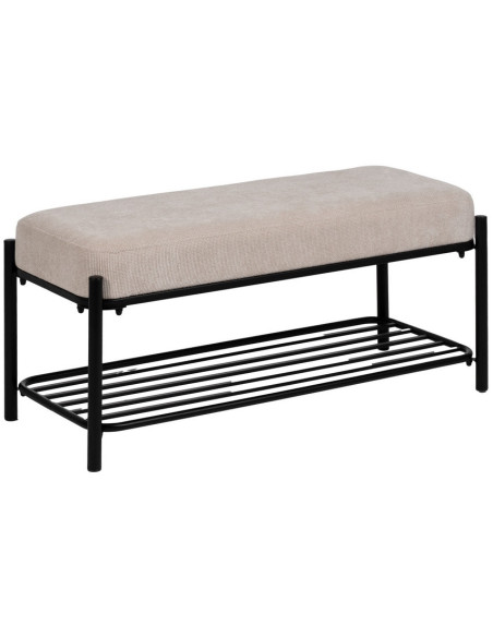 Grande Banquette moderne chic 1 étagère 2 places en Tissu Beige Métal Noir Ulea - 1