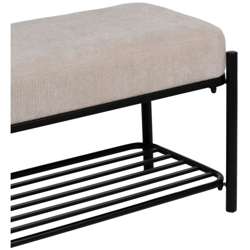 Grande Banquette moderne chic 1 étagère 2 places en Tissu Beige Métal Noir Ulea - 4